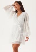 Bubbleroom Occasion Frill Balloon Sleeve Dress White 3XL