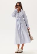 Happy Holly Tie Detail Cotton Shirt Dress Blue/Striped 48/50