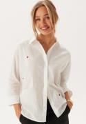 ONLY Onlnew Lina Grace Ls Emb Shirt Bright White Aop:multi Heart S