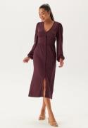 BUBBLEROOM Structure Button Midi Dress Burgundy L