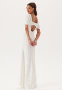 Bubbleroom Occasion Short Sleeve 3D Floral Wedding Gown White 38