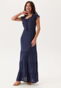 Happy Holly Jersey Broderie Anglaise Maxi Dress Dark blue 36/38