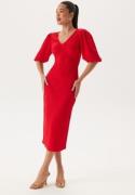 BUBBLEROOM Structure Puff Sleeve Dress Red S