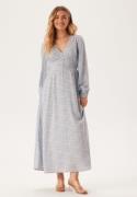 BUBBLEROOM Viscose V-neck Maxi Dress Light blue/Patterned 36