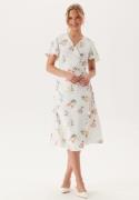 VILA Vilovie S/S Wrap Midi Dress Snow White AOP:FIR 40