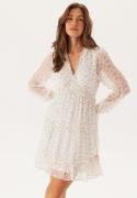 VERO MODA Vmsmilla LS frill short dress Bright White AOP:Josefine M