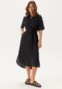 GANT Reg Linen Ss Shirt Dress Black 36