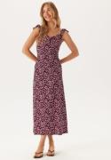 BUBBLEROOM Frill Maxi Dress Burgundy L