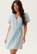 VERO MODA Vmlinn Ss V-neck Tie Short Dre Airy Blue Detail:melange S
