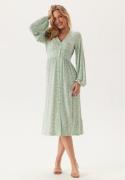 BUBBLEROOM Midi Button Volume Sleeve Dress Light green/Patterned M