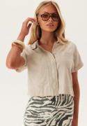 Pieces Onlcaro S/S LINEN BL BOXY SHIR Pumice Stone XS