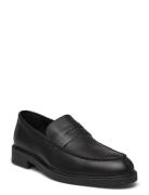 Slhblake Leather Penny Loafer Loafers Flade Sko Black Selected Homme