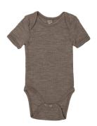 Body Ss, Nature Drop Needle, Merino Wool Bodies Short-sleeved Brown Sm...