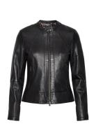 Diora Classic Leather Jacket Læderjakke Skindjakke Black Jofama