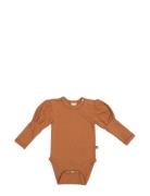 Body Ls W. Puff, Rosehip Bodies Long-sleeved Orange Smallstuff