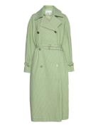 Striped Over D Coat Tynd Frakke Green REMAIN Birger Christensen