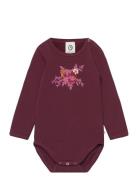 Bloomy Print L/S Body Bodies Long-sleeved Burgundy Müsli By Green Cott...