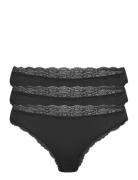 Brief 3-P Em Lace Thong Reg Co G-streng Undertøj Black Lindex