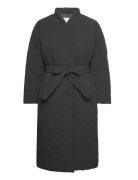 Naria Padded Wrap Coat Foret Jakke Black Minus