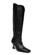 Billy Black Leather Boots Lange Støvler Black ALOHAS