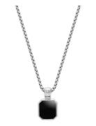 Silver Necklace With Square Matte Onyx Pendant Halskæde Smykker Silver...