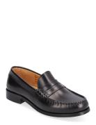 Rivet Black Leather Loafers Loafers Flade Sko Black ALOHAS