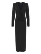 Oda Ls Long Slit Dress Maxikjole Festkjole Black Gestuz