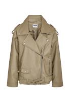 Nmpaulina Over Biker Jacket Noos Læderjakke Skindjakke Beige NOISY MAY