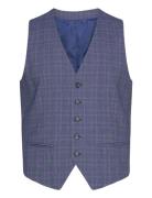 Checked Stretch Waistcoat Habitvest Blue Lindbergh