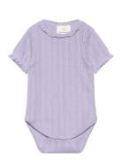 Body Ss Pointelle Bodies Short-sleeved Purple En Fant