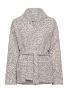 Wool-Blend Jacket With Belt Uldjakke Jakke Grey Mango