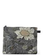 Cosmetic Medium Black Flower Linen Toilettaske Multi/patterned Ceannis