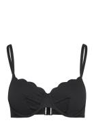 Scallop Uf Swimwear Bikinis Bikini Tops Wired Bikinitops Black Hunkemö...