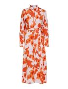 Slfnicolette Ls Ankle Shirt Dress B Knælang Kjole Orange Selected Femm...