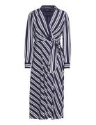 Striped Tie-Front Crepe Midi Dress Knælang Kjole Multi/patterned Laure...