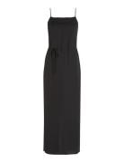 Recycled Cdc Midi Slip Dress Knælang Kjole Black Calvin Klein