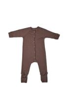 Night Suit, Rose Brown Drop Needle, Merino Wool Pyjamas Sie Jumpsuit B...