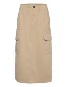 Onlmalfy Long Cargo Skirt Pnt Knælang Nederdel Beige ONLY