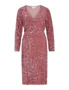 Viylla L/S Wrap Mid Calf Sequin Dress/Ka Knælang Kjole Pink Vila