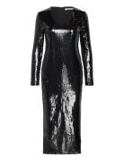 Alina U-N Sequins Dress 14904 Knælang Kjole Black Samsøe Samsøe