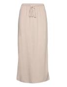 Linen Blend Skirt Lang Nederdel Beige Gina Tricot