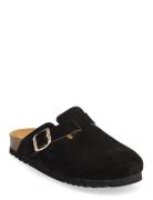 Sl Fae Suede Black Shoes Mules & Slip-ins Flat Mules Black Scholl