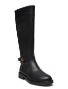 Hallee Tumbled Leather Tall Boot Lange Støvler Black Lauren Ralph Laur...