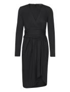 Ruched Stretch Jersey Surplice Dress Kort Kjole Black Lauren Ralph Lau...