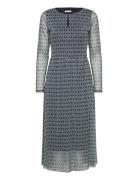 Printed Mesh Dress Knælang Kjole Navy Tom Tailor