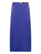 Skirt Midi Satin Knælang Nederdel Blue Tom Tailor