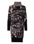 Turtle Neck Dress, Autumn Garden Knælang Kjole Black Papu