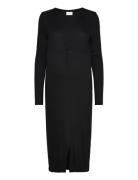 Mlbrynja L/S Jrs Midi Dress A. Knælang Kjole Black Mamalicious