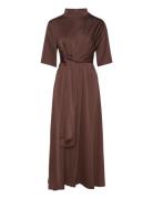 Harpergz Knot Long Dress Knælang Kjole Brown Gestuz