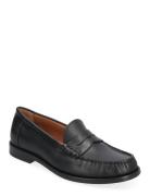 Calfskin Penny Loafer Loafers Flade Sko Black Polo Ralph Lauren